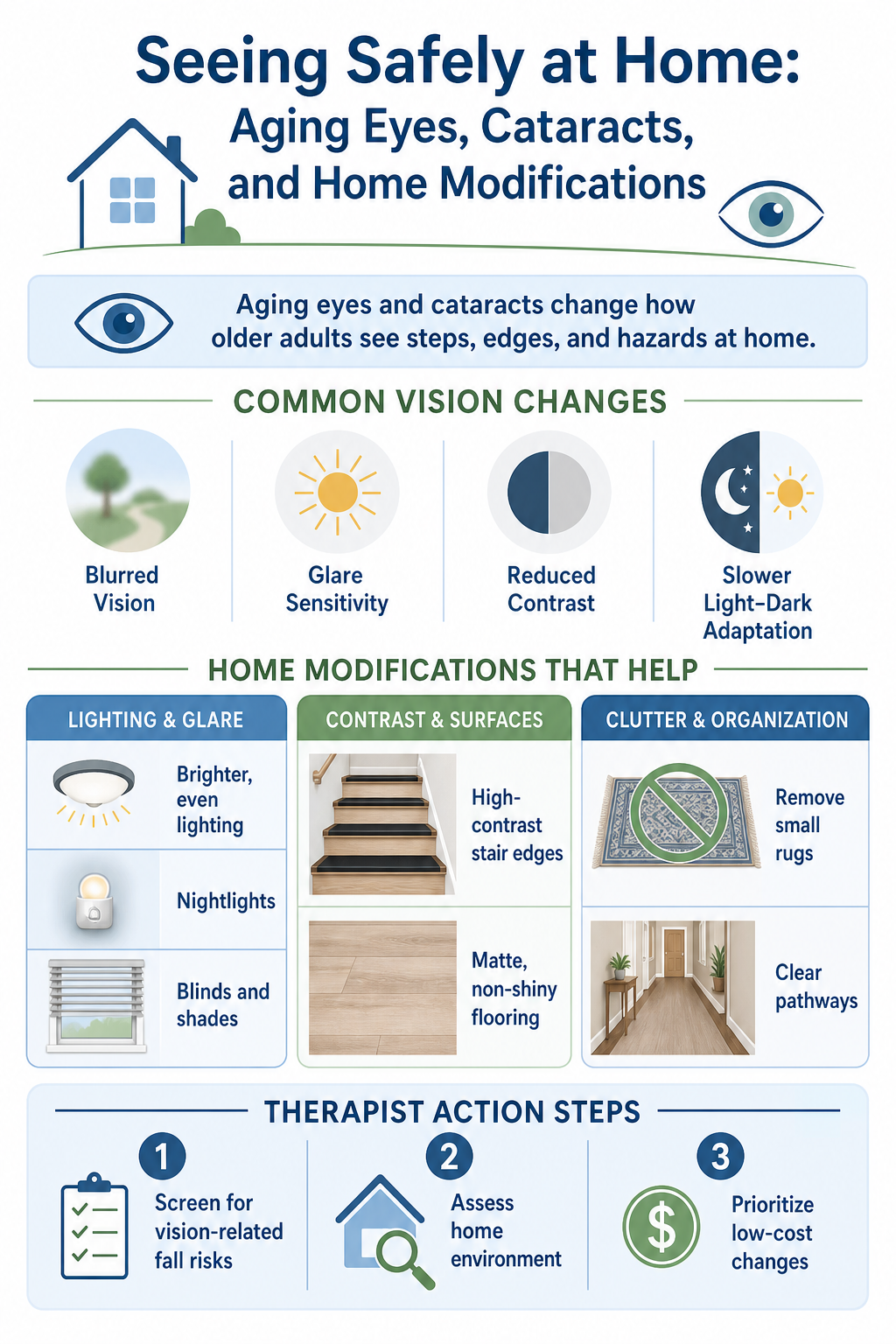 Seeing Safely at Home: Aging Eyes, Cataracts, and Evidence-Informed Home Modifications
